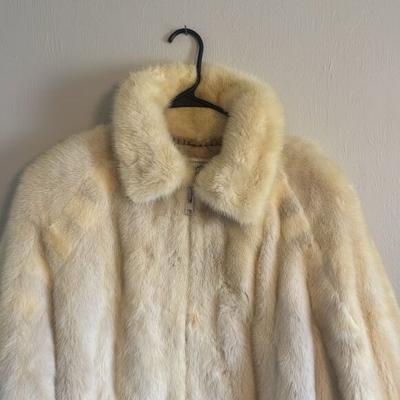 Vtg roseland fur salon ladies Elegant Cream Fur mink zip up Jacket size large - Picture 2 of 15